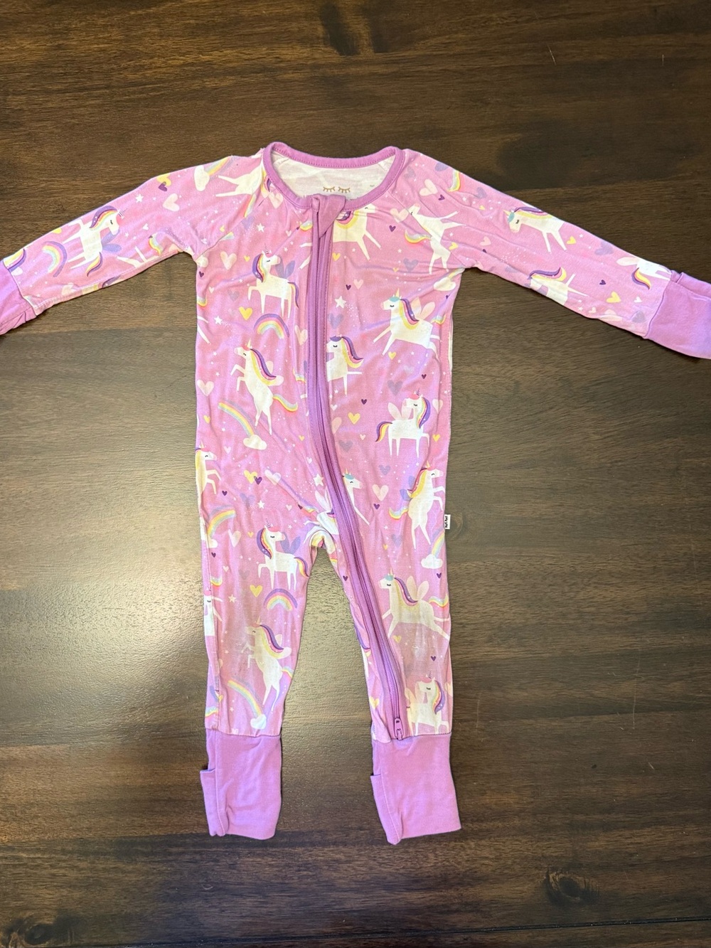 Little Sleepies Pink Unicorn Zip Footie
